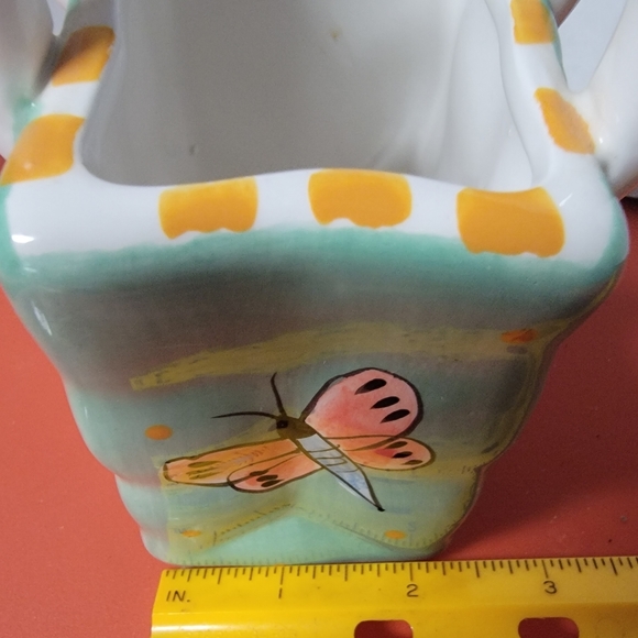 Milson & Louis Hand Painted Butterfly Double Handled Whimsical Ceramic Vase - Picture 8 of 8